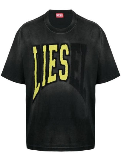 T Wash N Oversized Lies Logo Short Sleeve T-Shirt Black - DIESEL - BALAAN 2