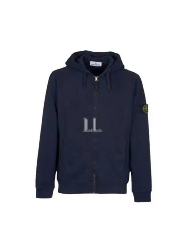 Logo Cotton Zip-Up Hoodie Navy - STONE ISLAND - BALAAN 2