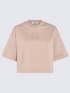 Logo Patch Cotton Short Sleeve T-shirt Beige - MIU MIU - BALAAN 2