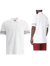 Men's RWB Stripe Cotton Polo Shirt White - THOM BROWNE - BALAAN 2