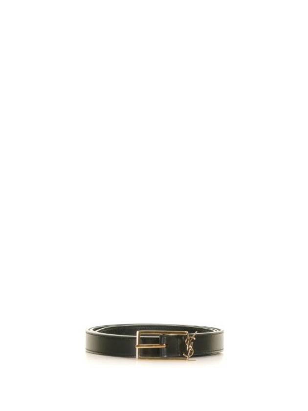 Logo Leather Belt Black - SAINT LAURENT - BALAAN 2