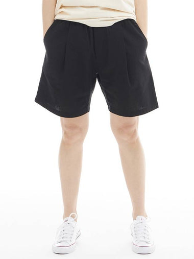 Unisex One Tuck Wide Fit Shorts Black - LMN3011 - BALAAN 1