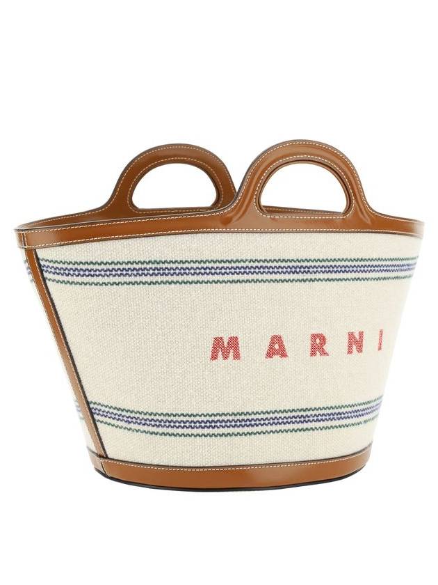 Logo Detail Striped Tote Bag White - MARNI - BALAAN 3