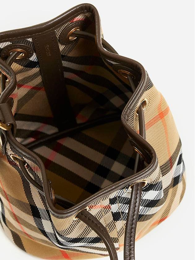 Check Drawstring Bucket Bag Sand - BURBERRY - BALAAN 5