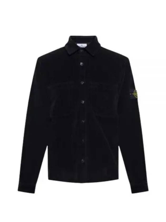 Cotton Corduroy 400 TC Over Long Sleeve Shirt  Black - STONE ISLAND - BALAAN 2