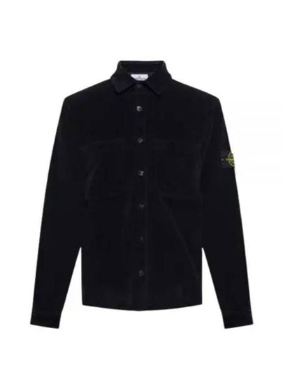 Cotton Corduroy 400 TC Over Long Sleeve Shirt  Black - STONE ISLAND - BALAAN 2