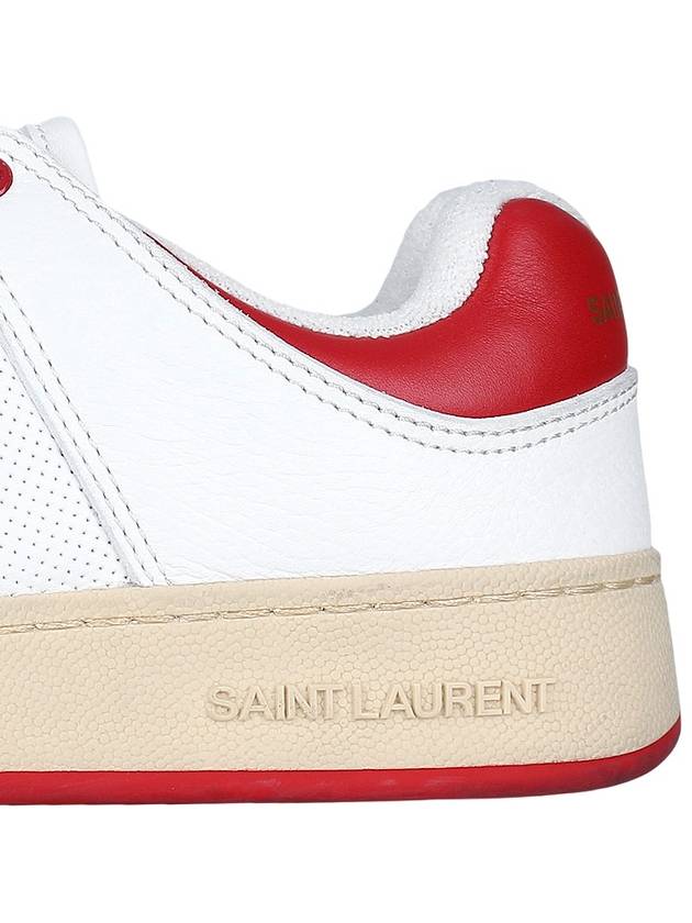 Crack Lace Up Calf Leather Low Top Sneakers White Red - SAINT LAURENT - BALAAN 7