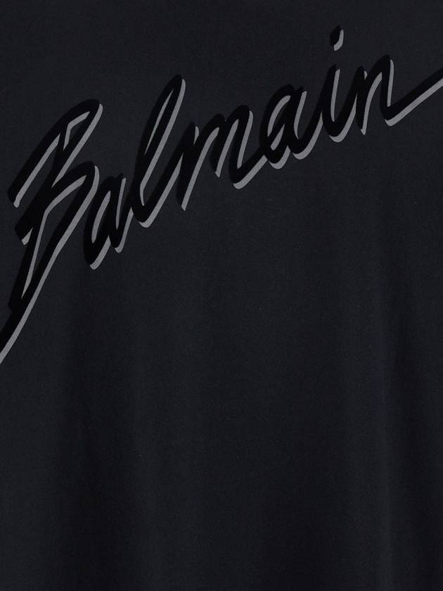 Black T-Shirt With Logo Lettering On The Front In Cotton Man - BALMAIN - BALAAN 3