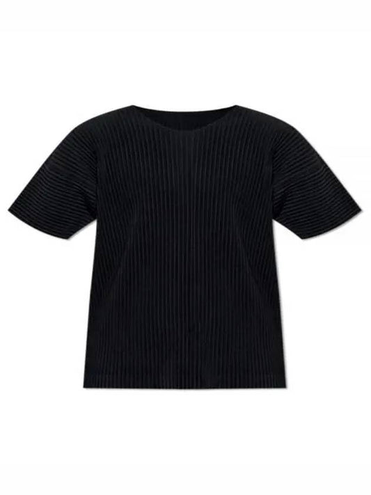 Pleated Short Sleeve T-Shirt Black - ISSEY MIYAKE - BALAAN 2