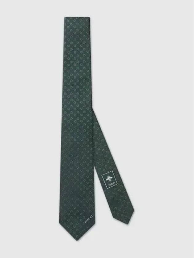 Horsebit Silk Jacquard Tie Dark Green - GUCCI - BALAAN 2