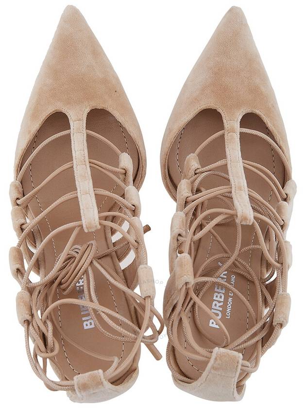 Burberry Ladies Beige Bethany Velvet Cut-Out Pumps, Brand Size 38 ( US Size 8 ) - BURBERRY - BALAAN 3