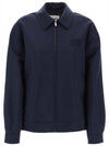 Mohair Embroidered Logo Wool Zip-up Jacket Navy - MIU MIU - BALAAN 2