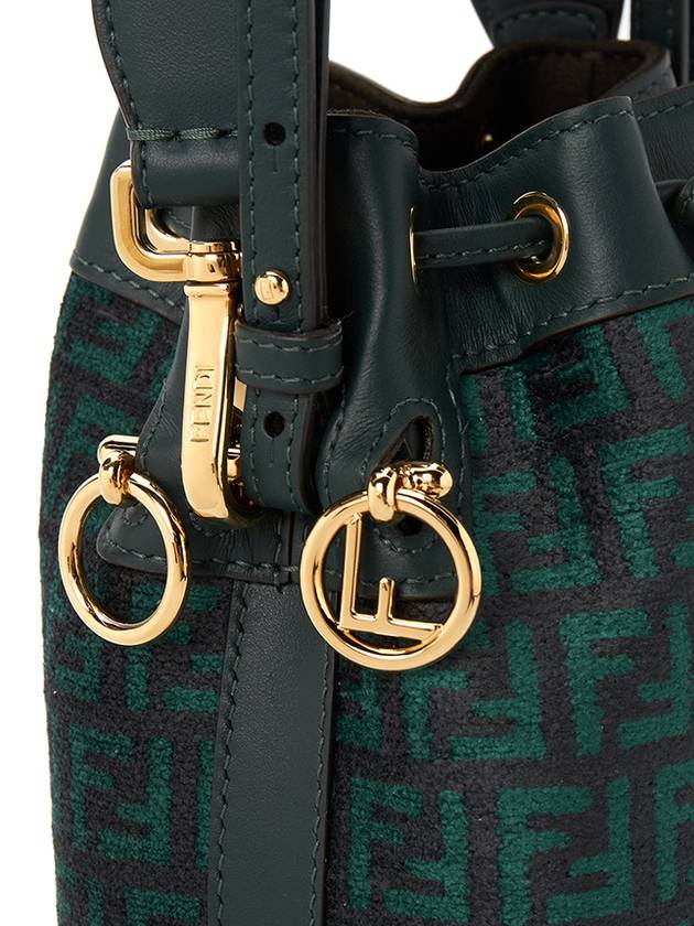 FF motif dark green tapestry fabric mini bag 8BS010AR1BF1C0Y - FENDI - BALAAN 8