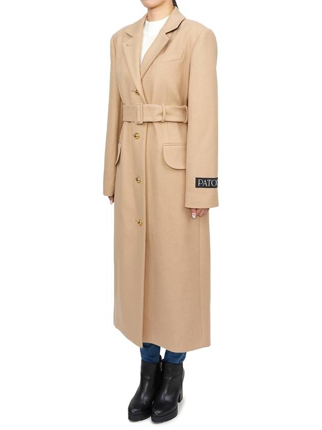 Sustainable Wool Cashmere Blend Tailored Single Coat Beige - PATOU - BALAAN 6