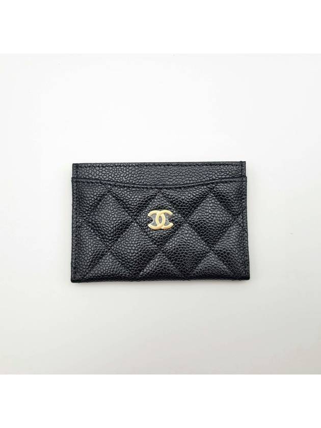 Gold CC Logo Caviar Card Wallet Black - CHANEL - BALAAN 3