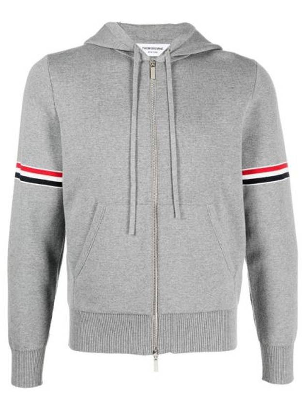 Cotton Milano Armband Zip Up Hoodie Light Grey - THOM BROWNE - BALAAN 2