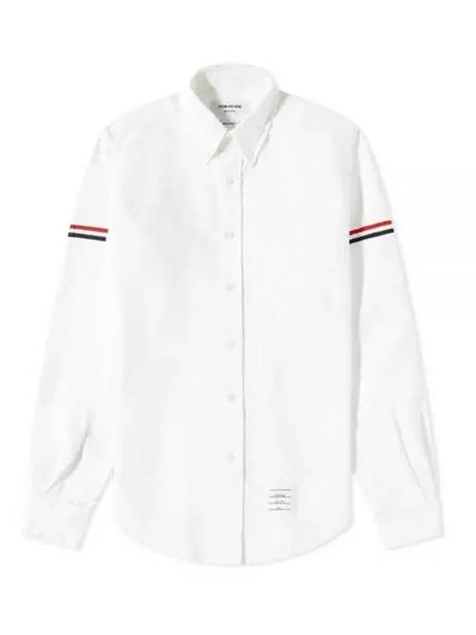 Men's Poplin Grosgrain Armband Classic Long Sleeve Shirt White - THOM BROWNE - BALAAN 2