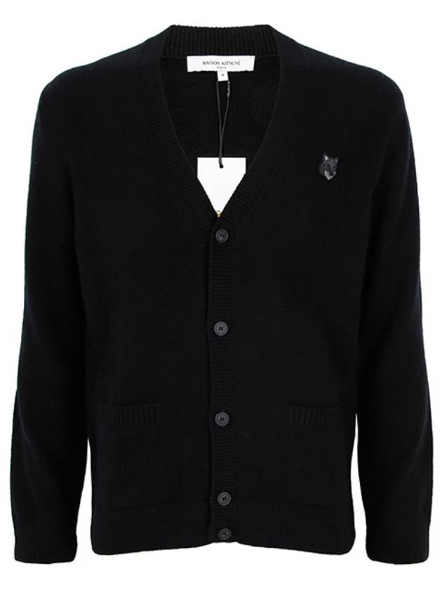 Bold Fox Head Patch Regular Lambswool Cardigan Black - MAISON KITSUNE - BALAAN 2