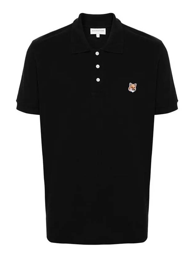 Fox Head Patch Cotton Polo Shirt Black - MAISON KITSUNE - BALAAN 2