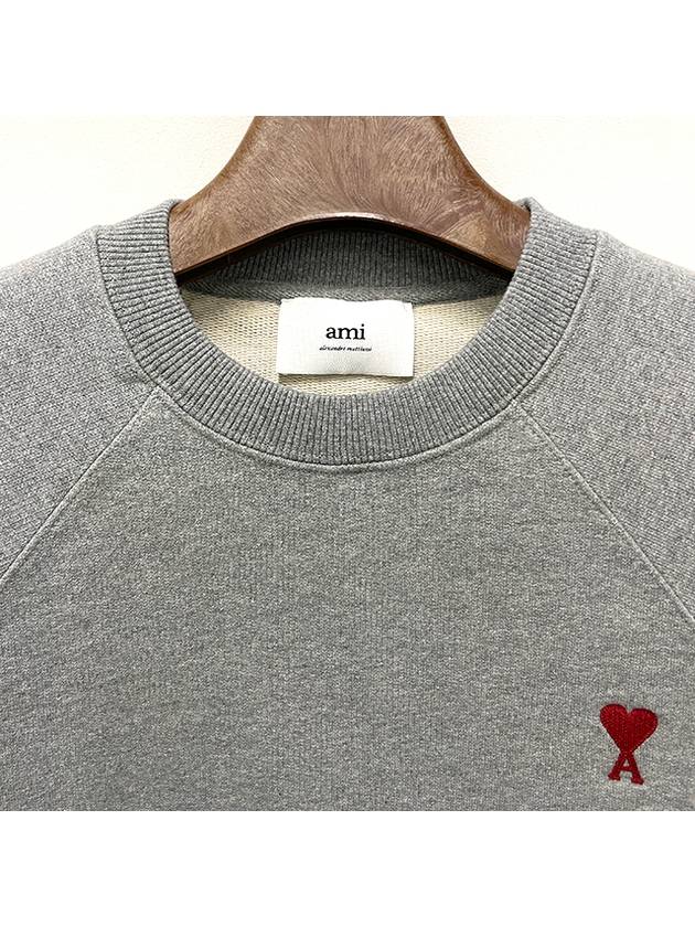 Heart Logo Organic Cotton Sweatshirt Grey - AMI - BALAAN 5