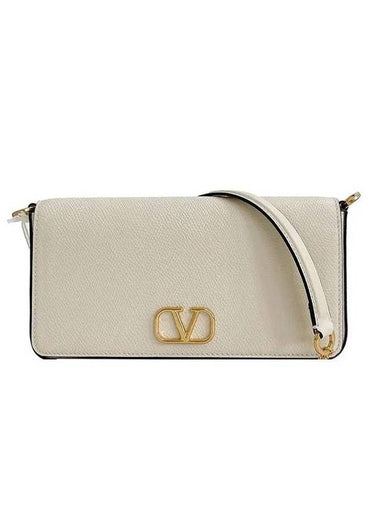 V Logo Signature Leather Chain Shoulder Bag Ivory - VALENTINO - BALAAN 1