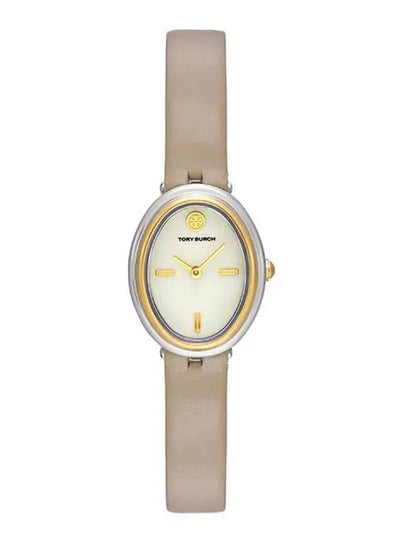 The Oval Leather Strap Watch White - TORY BURCH - BALAAN 2