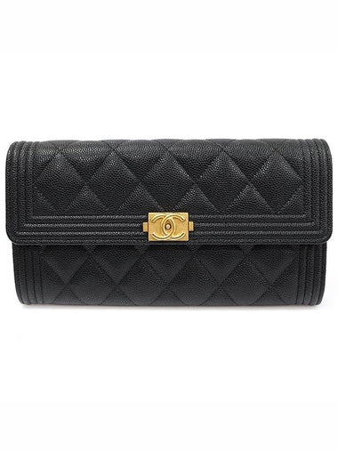 A80286 Black Caviar Gold Boy Long Flap Wallet 31st - CHANEL - BALAAN 1