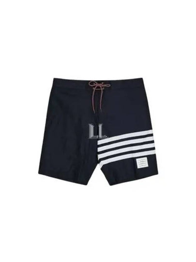 Men's Diagonal Drawstring Waist Board Swim Shorts Navy - THOM BROWNE - BALAAN 2