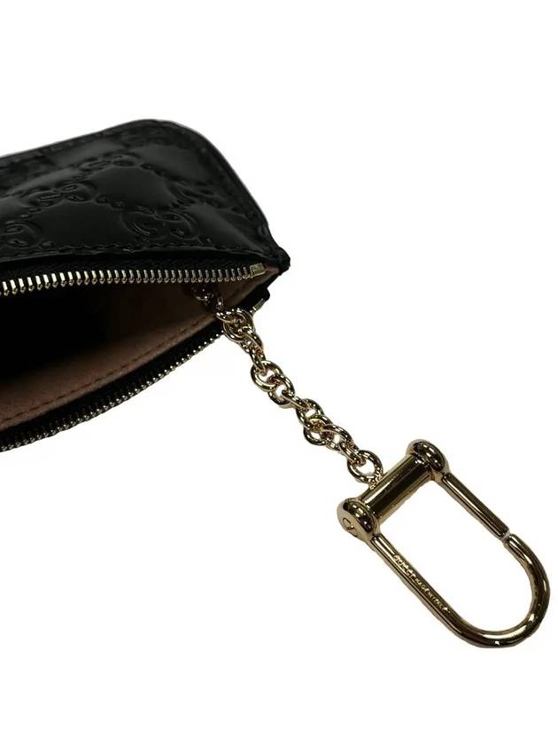 Ssima Signature Leather Keyring Chain Coin Wallet Black - GUCCI - BALAAN 7