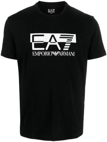 Logo Print Short Sleeve T-Shirt Black - EMPORIO ARMANI - BALAAN 1