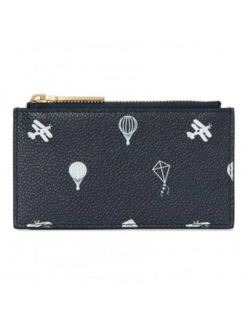 Sky Half Drop 3D Print Card Wallet Navy - THOM BROWNE - BALAAN.