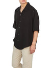 Logo Cotton Short Sleeve Shirt Black - AMI - BALAAN 5