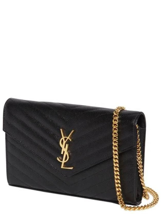 YSL Gold Monogram Chevron Quilted Chain Wallet Shoulder Bag - SAINT LAURENT - BALAAN 2