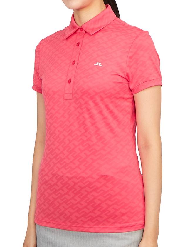 Alaya Jacquard Short Sleeve Polo Shirt Azalea - J.LINDEBERG - BALAAN 3