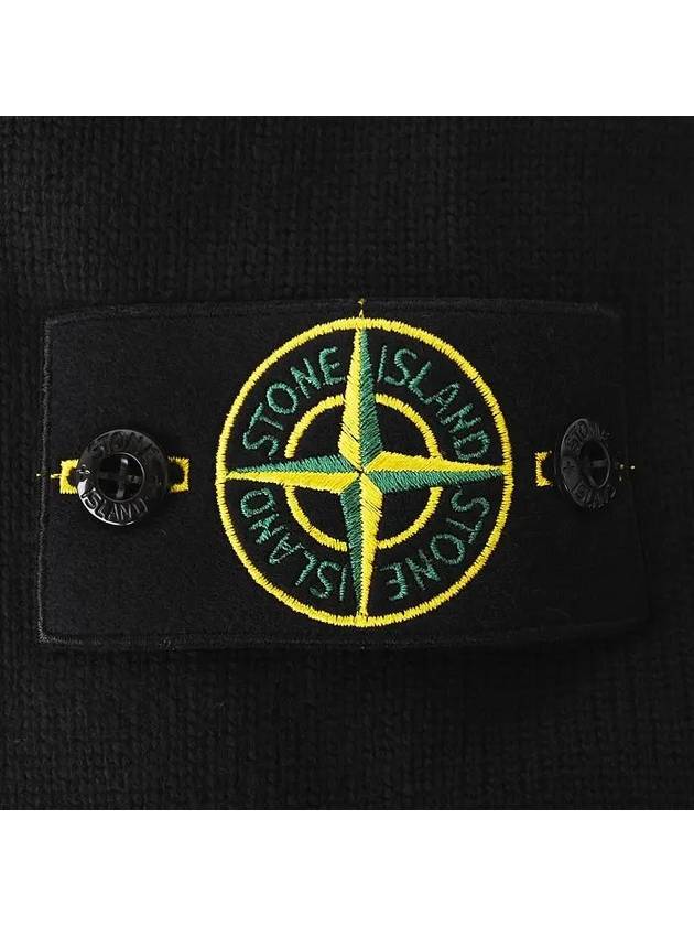 Round Neck Wappen Organic Knit Top Black - STONE ISLAND - BALAAN 5