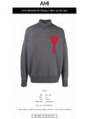 Big Heart Logo Wool Knit Turtleneck Grey - AMI - BALAAN 3