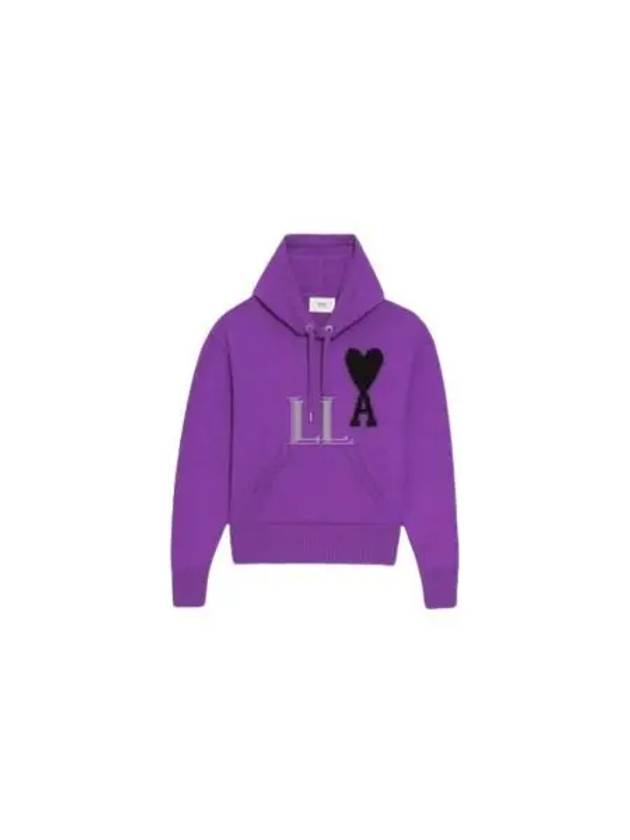 Big Heart Logo Wool Hoodie Purple - AMI - BALAAN 2