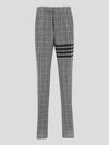 4 Bar Tartan Check Linen Slacks Grey - THOM BROWNE - BALAAN 4