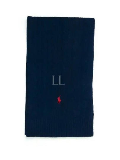 Pony Cable Knit Scarf Navy - POLO RALPH LAUREN - BALAAN 2