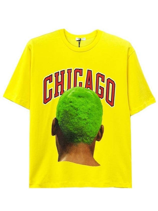 Chicago Graphic Printed Crew Neck Short Sleeve TShirt Yellow - IH NOM UH NIT - BALAAN 1