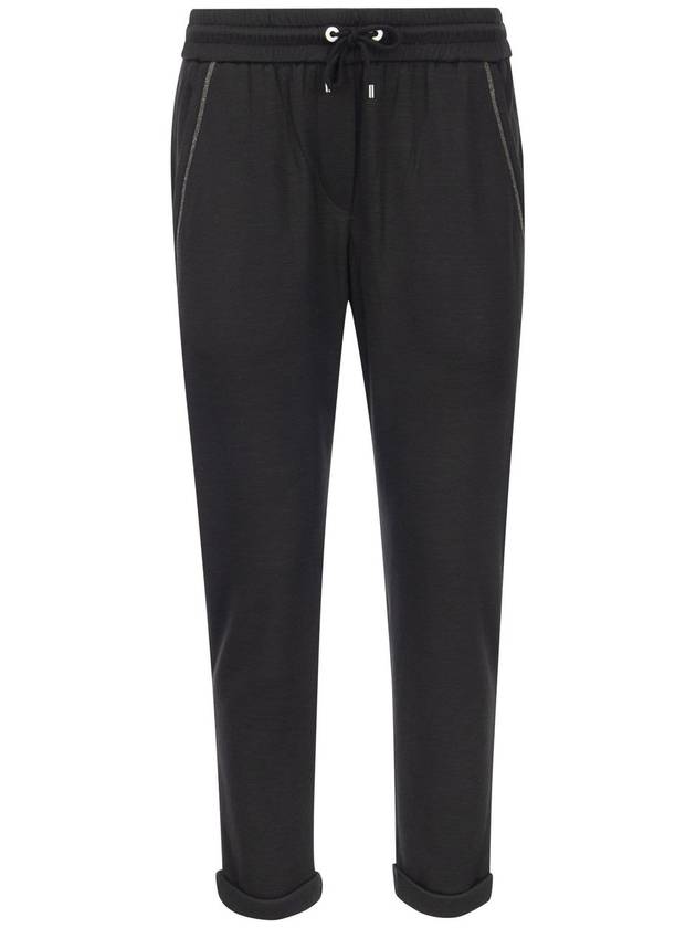 Cotton Silk Fleece Track Pants Black - BRUNELLO CUCINELLI - BALAAN 2