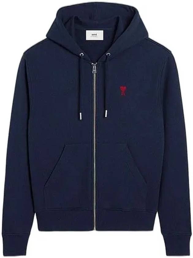 De Coeur Organic Cotton Zip Up Hoodie Navy - AMI - BALAAN 2