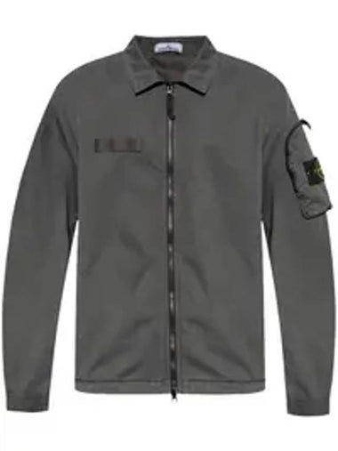 Logo Zip-Up Jacket Grey - STONE ISLAND - BALAAN 1