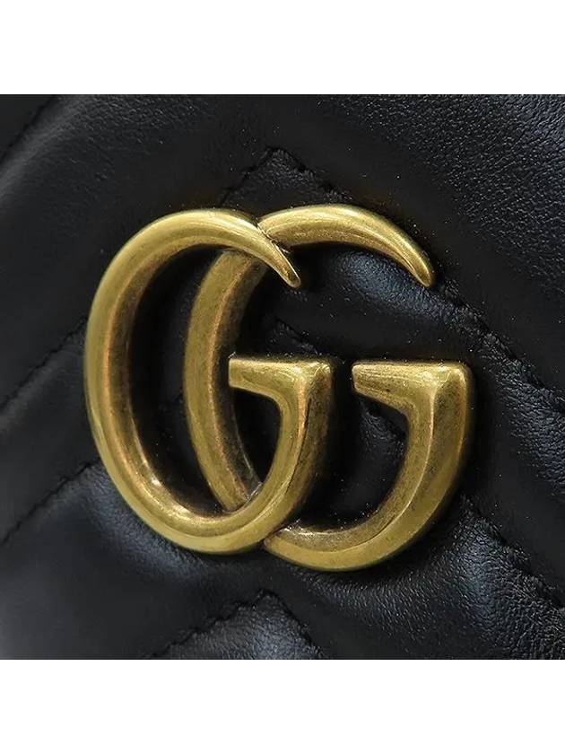 575163 Black leather GG Marmont gold metal logo mini bucket chain cross bag - GUCCI - BALAAN 5