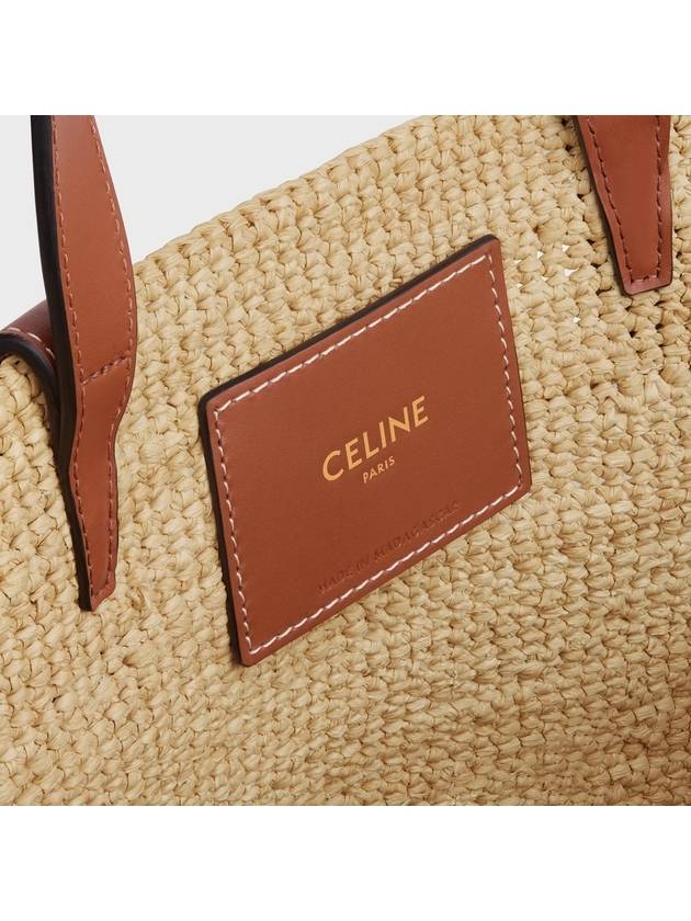 Teen Supple Classic Panier Raffia Calfskin Tote Bag Tan - CELINE - BALAAN 6