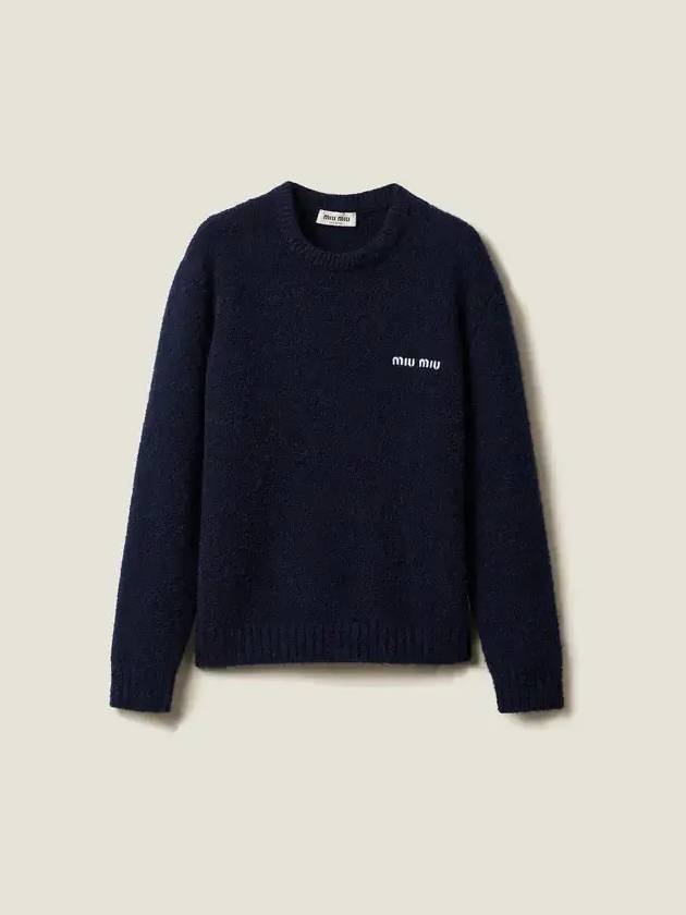 Boucle Cashmere Knit Top Navy - MIU MIU - BALAAN 2