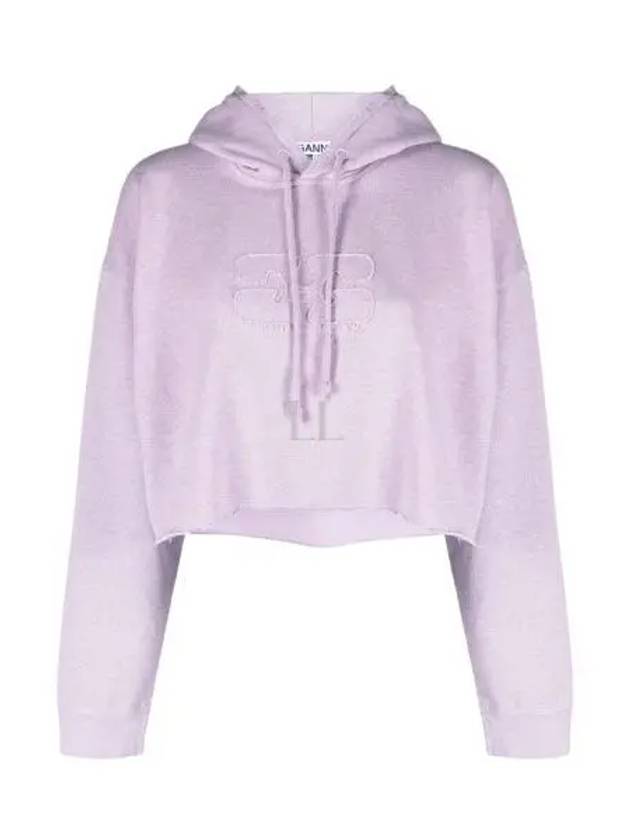 Crop Logo Hoodie Purple - GANNI - BALAAN 2