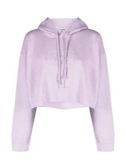 Crop Logo Hoodie Purple - GANNI - BALAAN 2