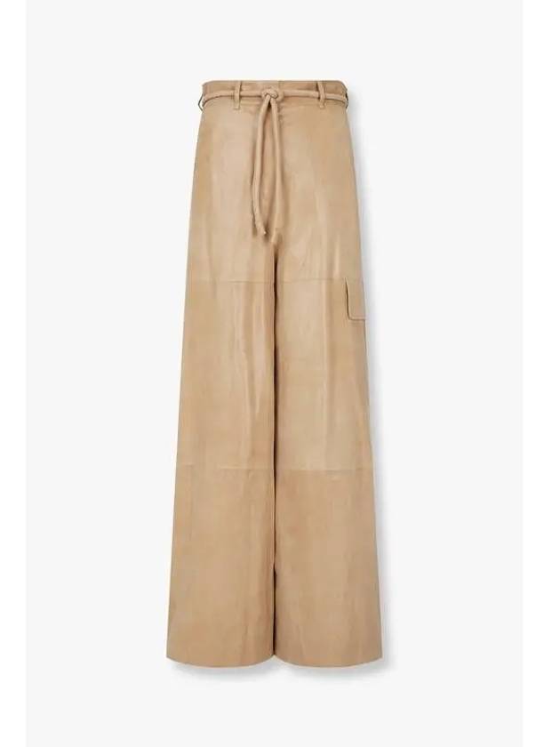 Women s Belted Shining Suede Pants Camel - EMPORIO ARMANI - BALAAN 1