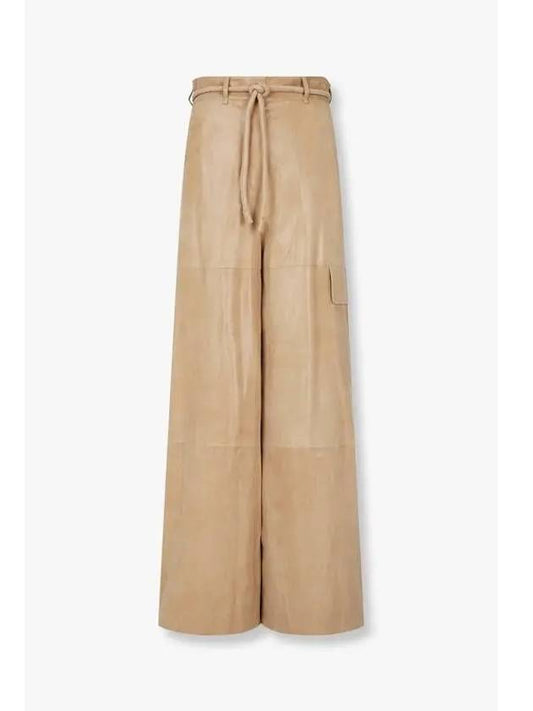 Women s Belted Shining Suede Pants Camel - EMPORIO ARMANI - BALAAN 1